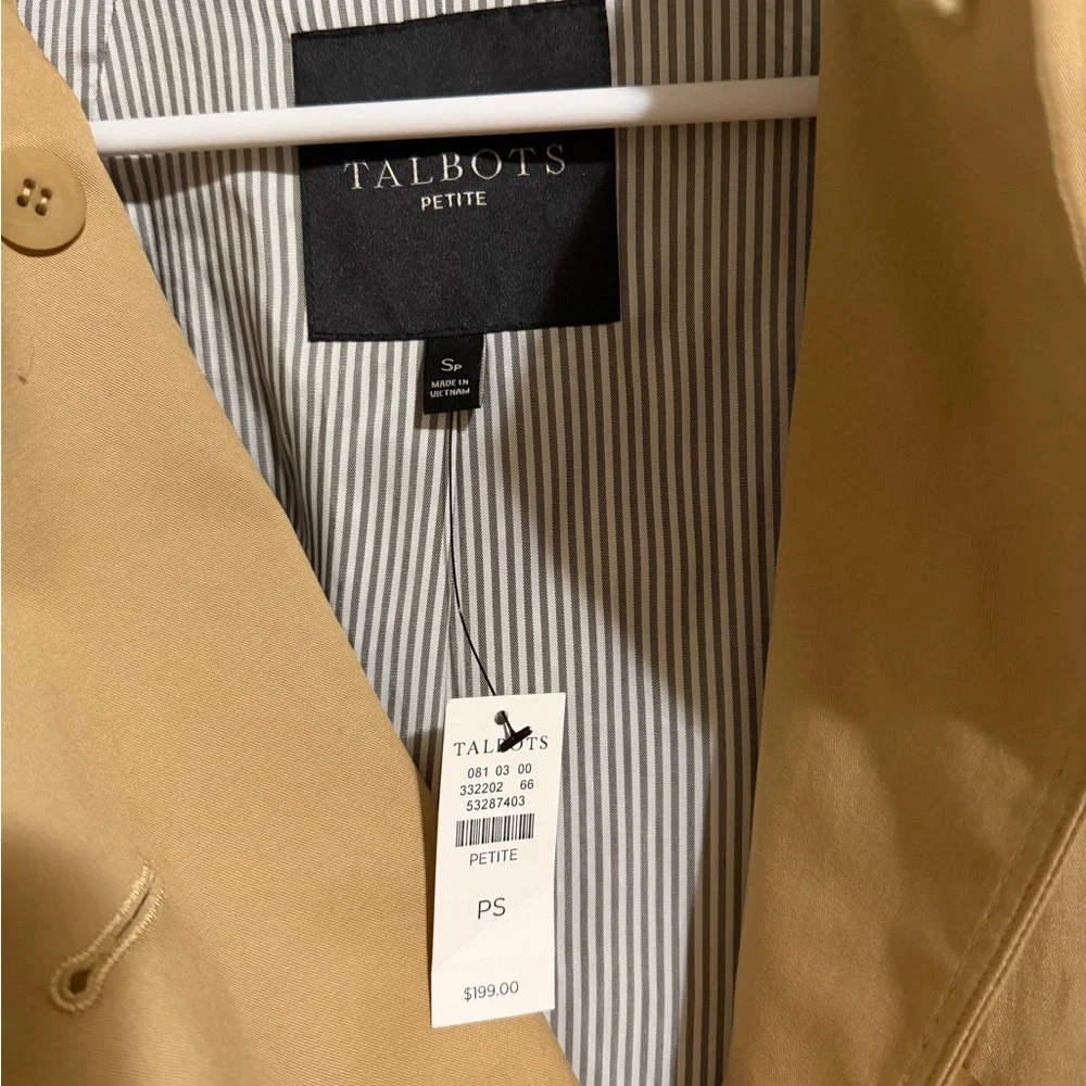 Talbots Tan Double-Breasted Trench Coat - Picture 3 of 3
